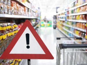 Supermercato carrello simbolo attenzione